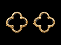 Noir Éternelle Black Onyx Clover Stud Earrings in 10K Yellow Gold – 10.8mm