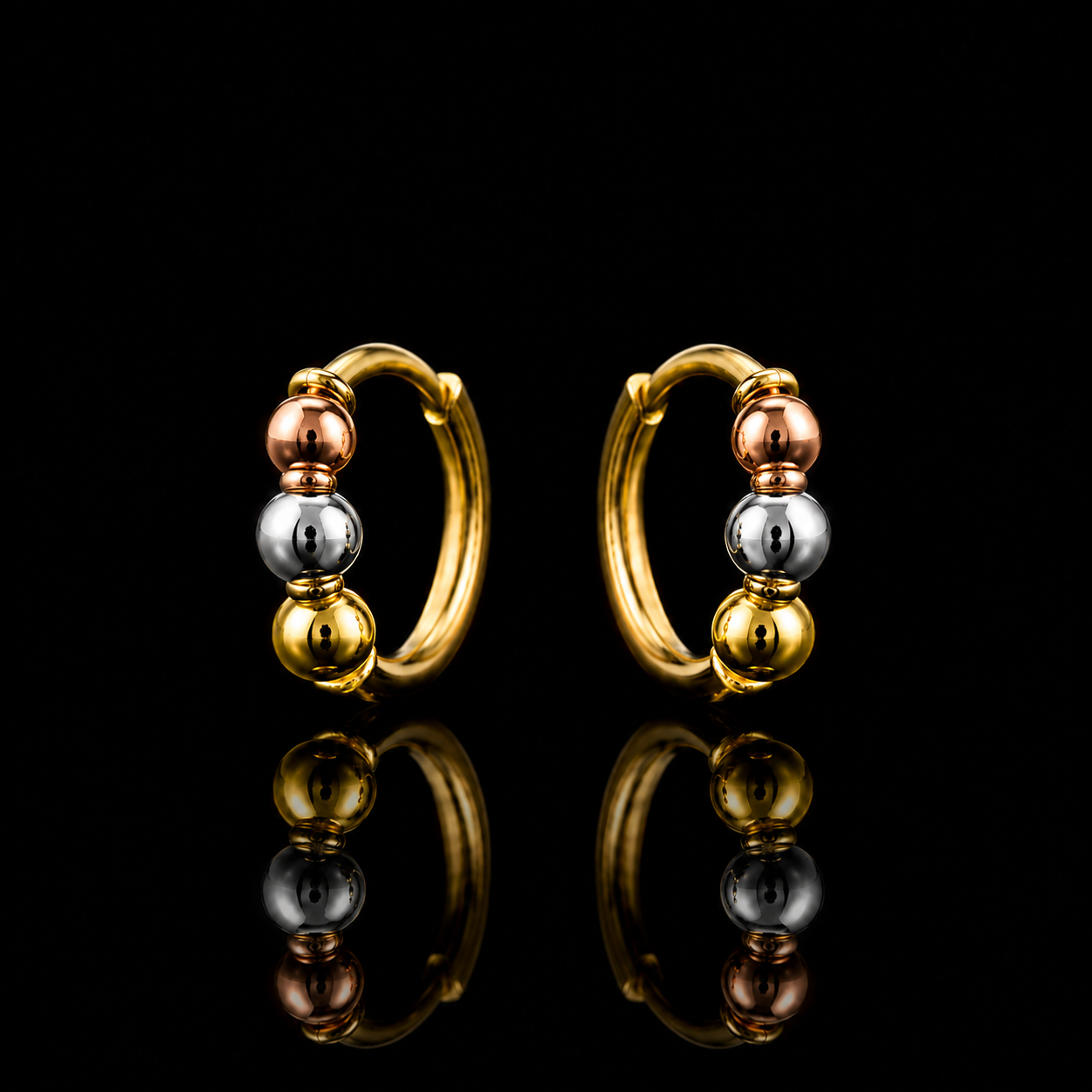 Trieste Luxe 18K Tri-Color Gold Hoop Earrings