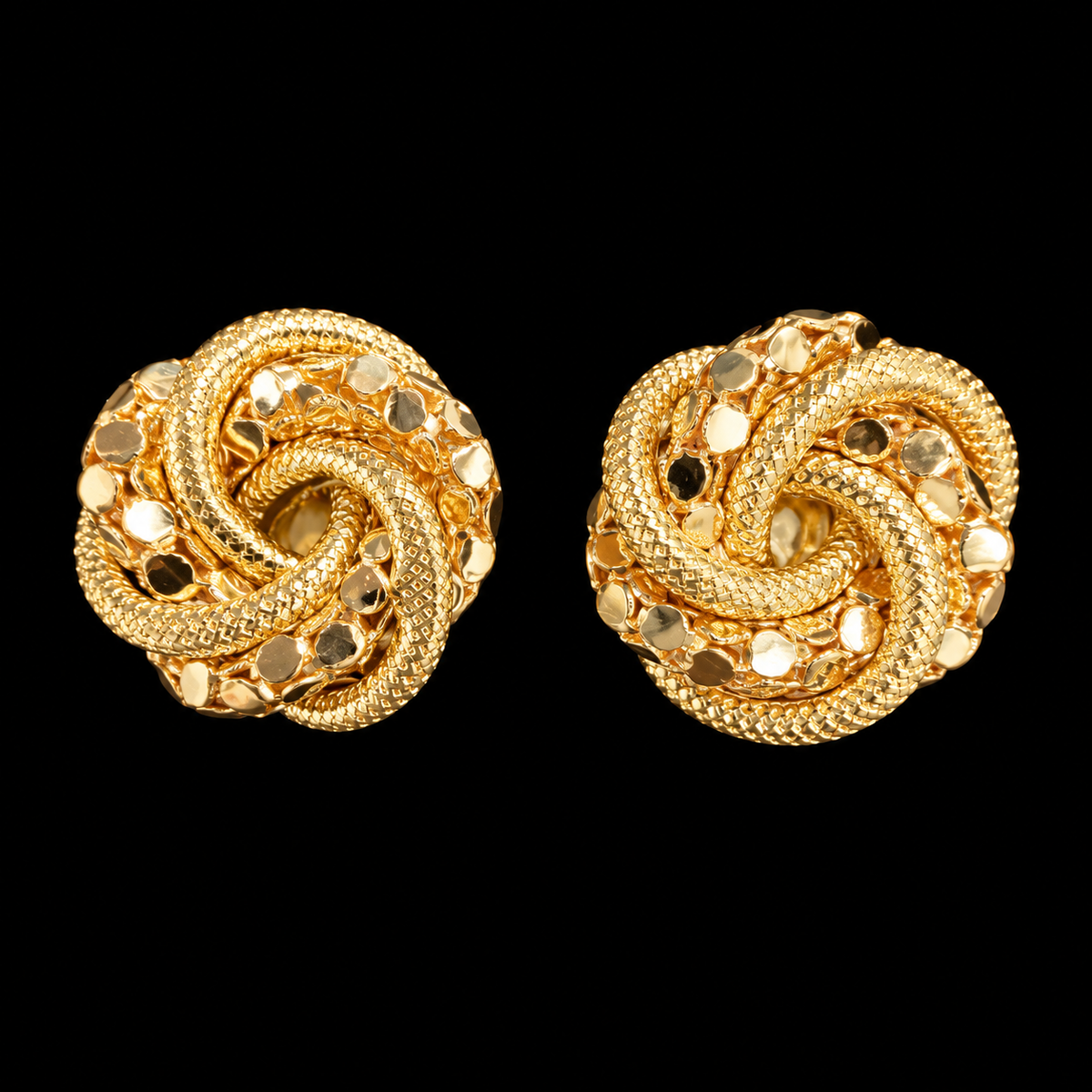 Aurelia Radiance Textured Love Knot Stud Earrings in 10K Yellow Gold