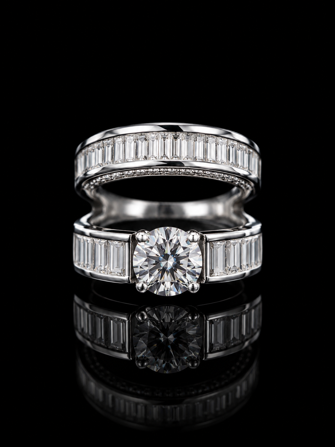 Baguette Moissanite Bridal Ring Set – 5 CTW