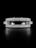 925 Silver Double Row CZ Ring | Sterling Silver Statement Ring | Size 8