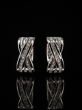 925S Crisscross CZ Hoop Earrings