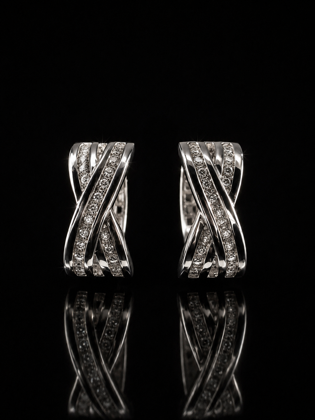 925S Crisscross CZ Hoop Earrings