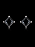 925S Black Princess Cut Stud Earrings – 7MM