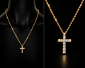 10K Gold Natural Diamond Cross Necklace 0.33 CT