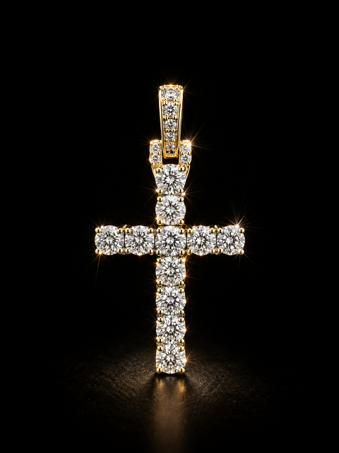 10K Gold Lab Diamond Cross Pendant 2.86 CT VVS-D