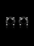 925S Black Round Cut Stud Earrings – 7MM
