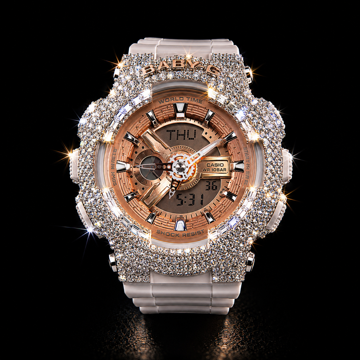 925S Custom Iced Baby-G BA110-7A1 Watch