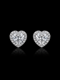 925S Heart Halo Stud Earrings – CZ