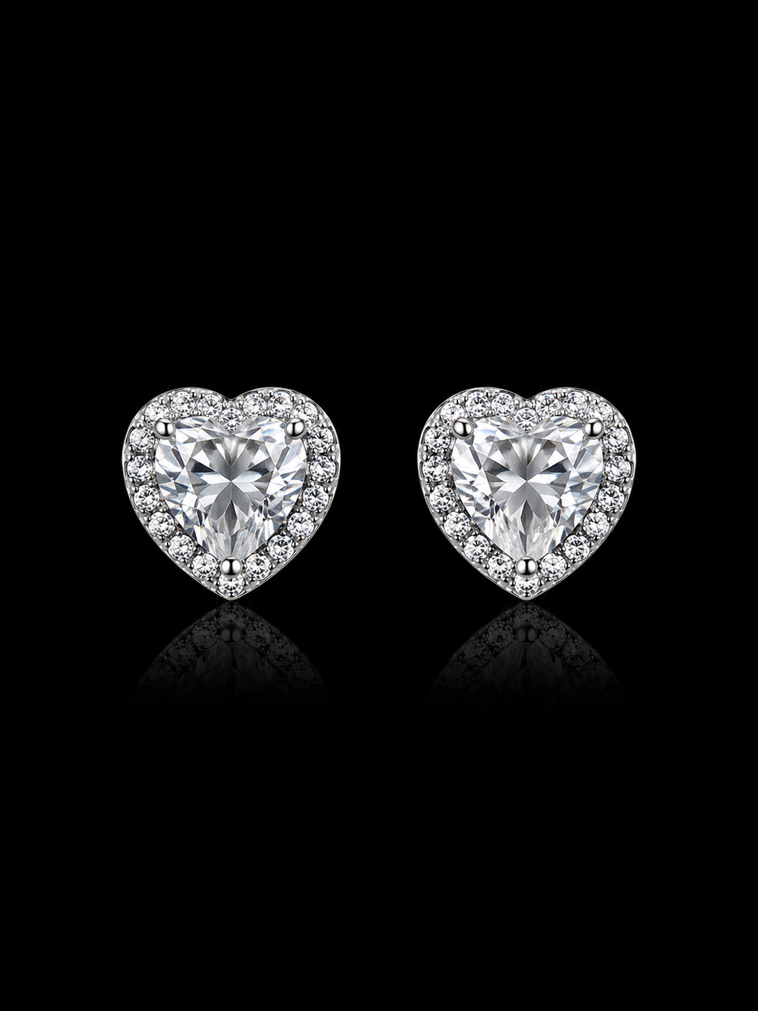 925S Heart Halo Stud Earrings – CZ