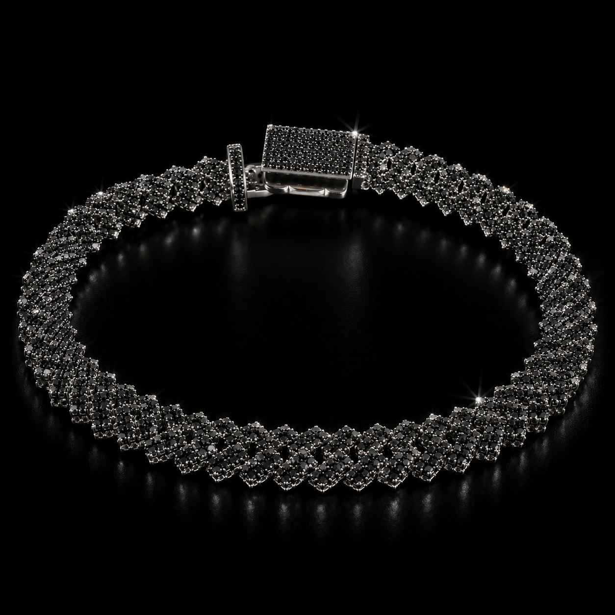925S Black Moissanite Royal Link Bracelet