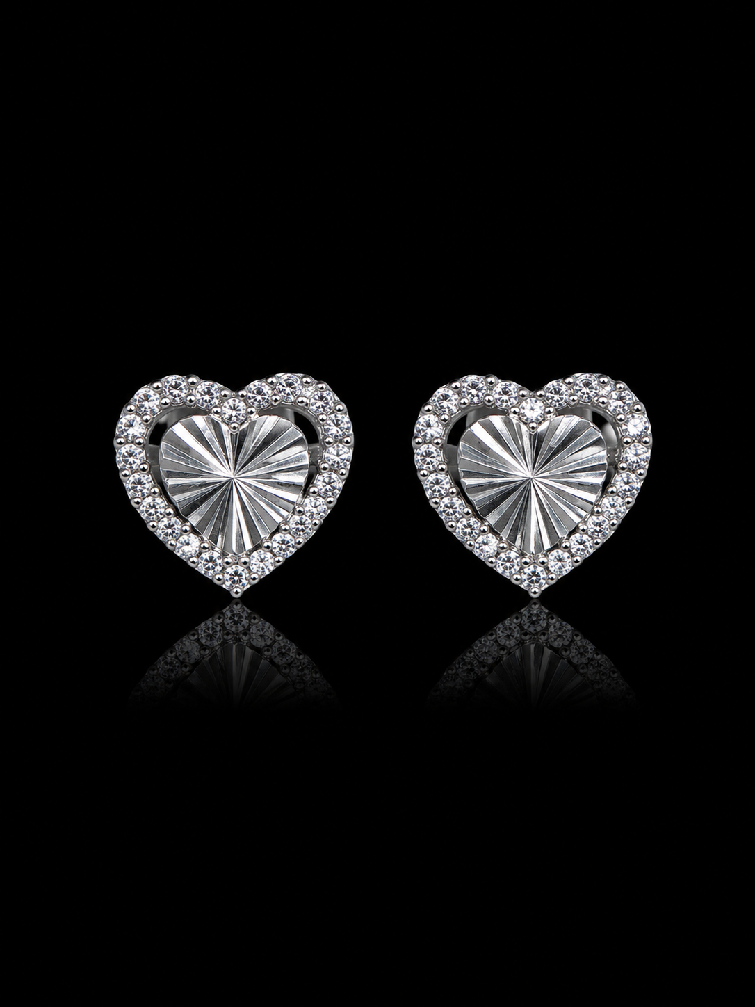 925S Heart CZ Stud Earrings