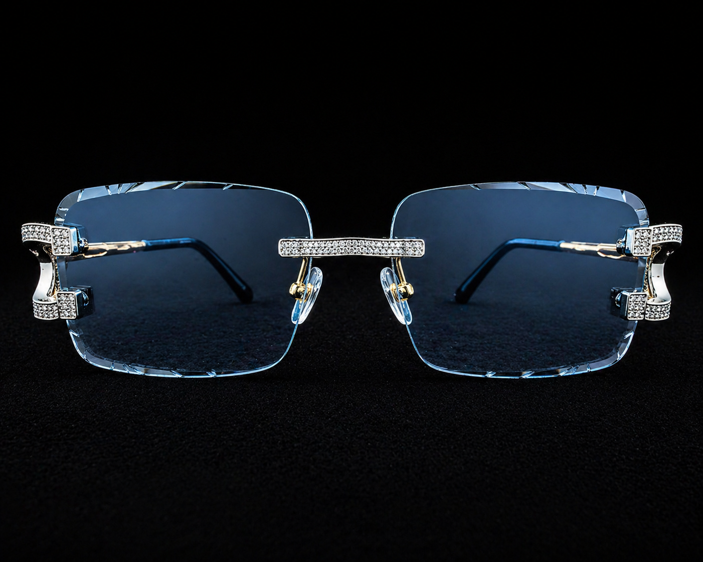 925S Moissanite Iced-Out Rimless Glasses