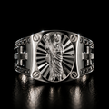 925 Silver Saint Jude Signet Ring | CZ Religious Ring | Size 10