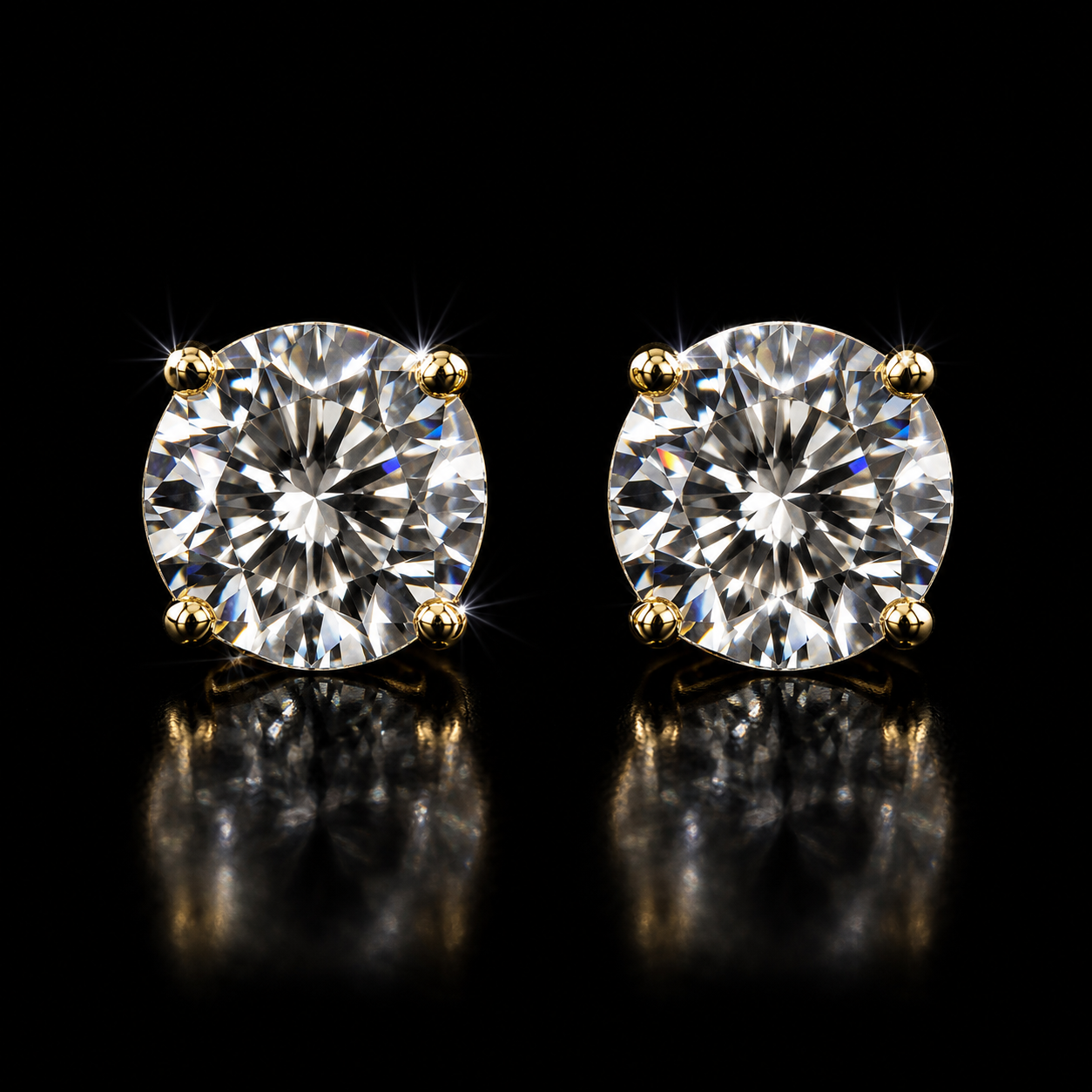 10K Gold 6MM CZ Stud Earrings | Round Cubic Zirconia Earrings