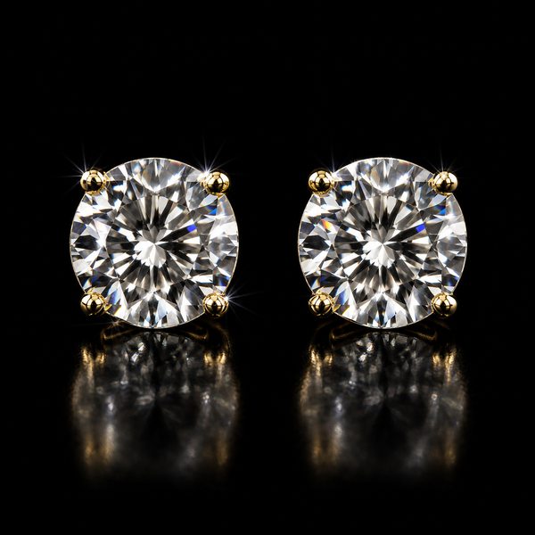 10K Gold 6MM CZ Stud Earrings | Round Cubic Zirconia Earrings