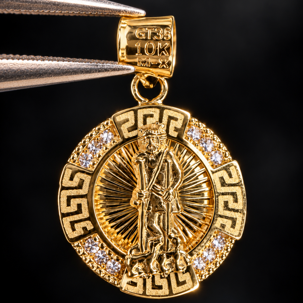 Lusso San Lázaro 10K Yellow Gold Religious Pendant