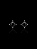 925S Black Princess Cut Stud Earrings – 4MM
