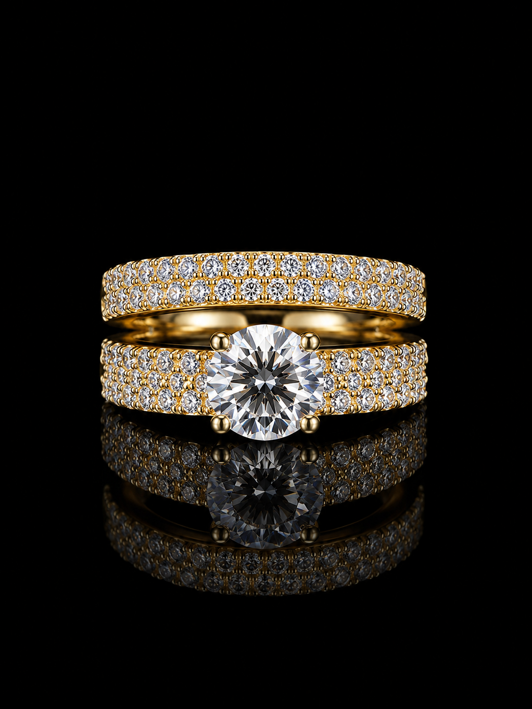 Gold Plated Moissanite Bridal Ring Set – 2 CTW