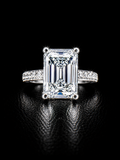 925 Silver Emerald Cut CZ Ring | Sterling Silver Solitaire Ring | Size 9
