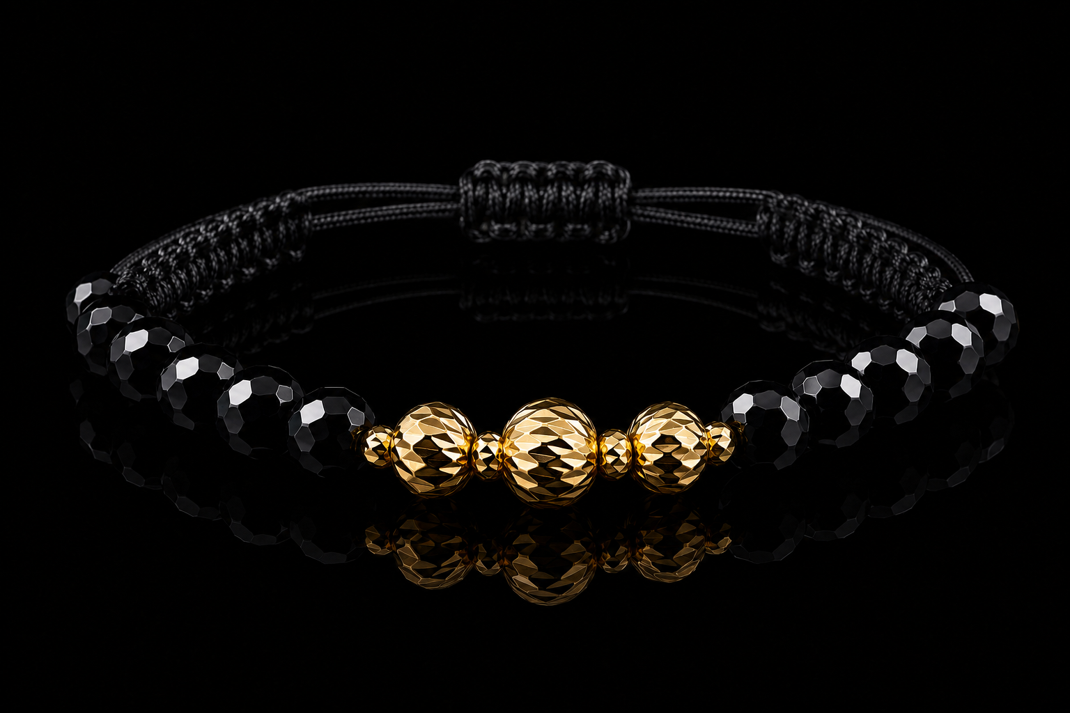 Obsidian Royale 18K Gold Onyx Macramé Bracelet