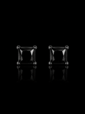 925S Black Princess Cut Stud Earrings – 6x6MM