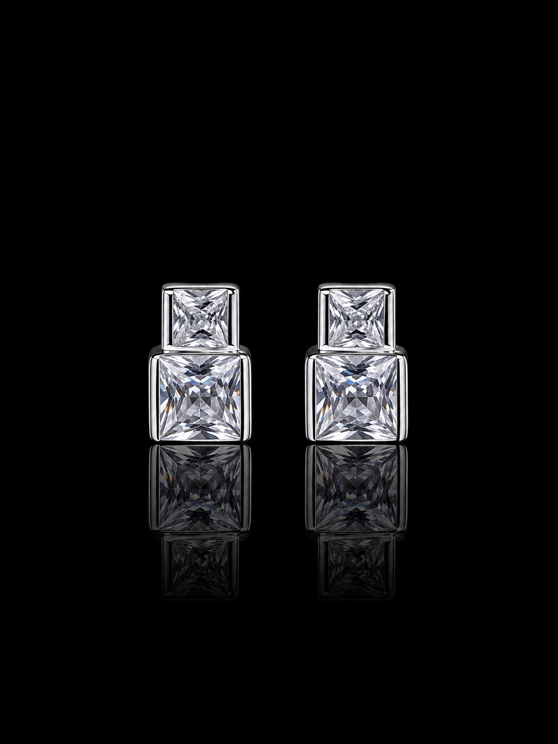 925S Princess Cut CZ Stud Earrings