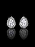 925S Pear Halo Stud Earrings – CZ