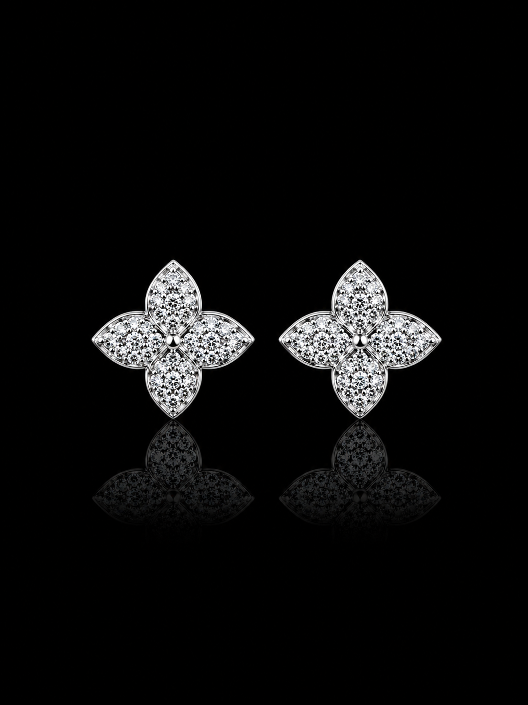 925S Floral CZ Stud Earrings