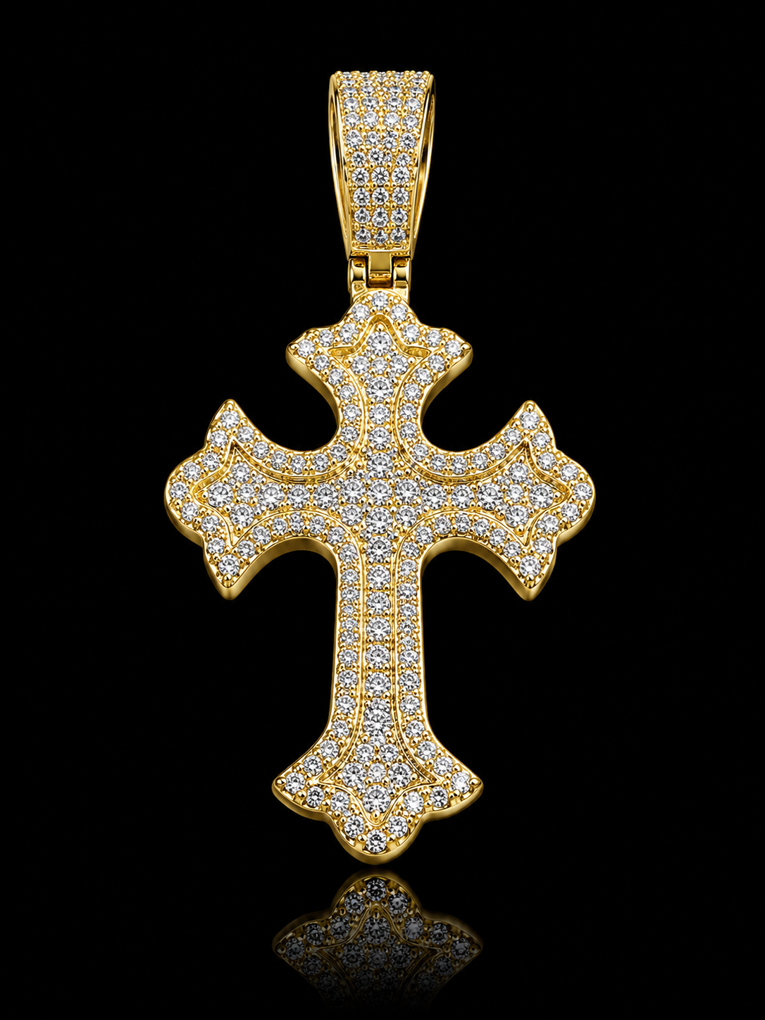 Gold Plated Moissanite Cross Pendant – 1.50 CTW
