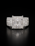 925S Moissanite Baguette Cluster Ring