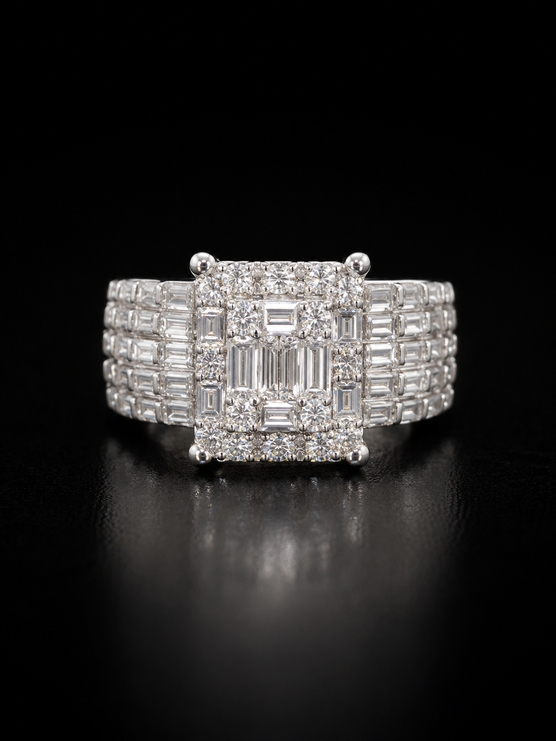 925S Moissanite Baguette Cluster Ring