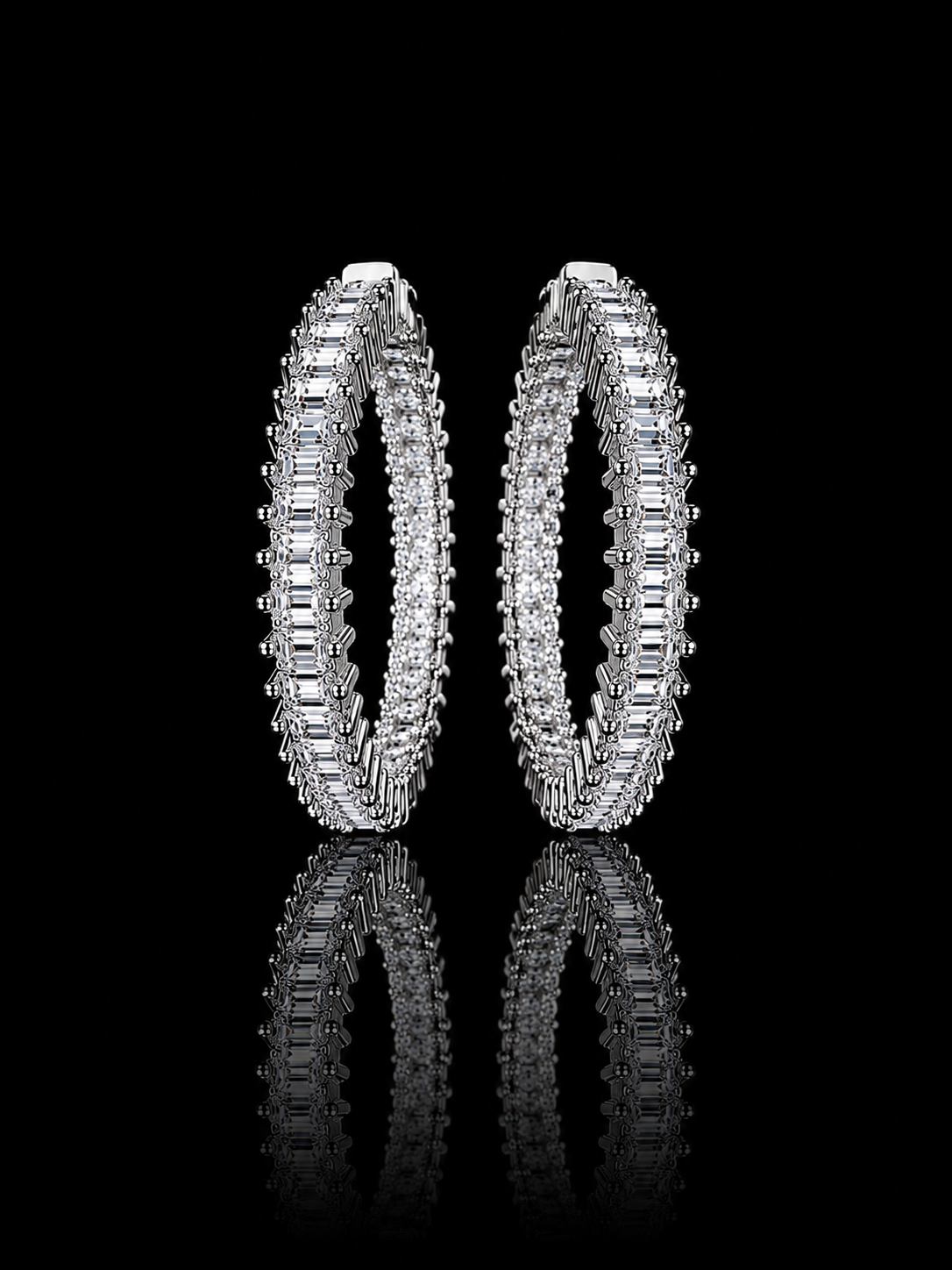 925S Baguette CZ Hoop Earrings