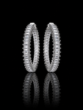 925S Double Row Baguette CZ Hoop Earrings