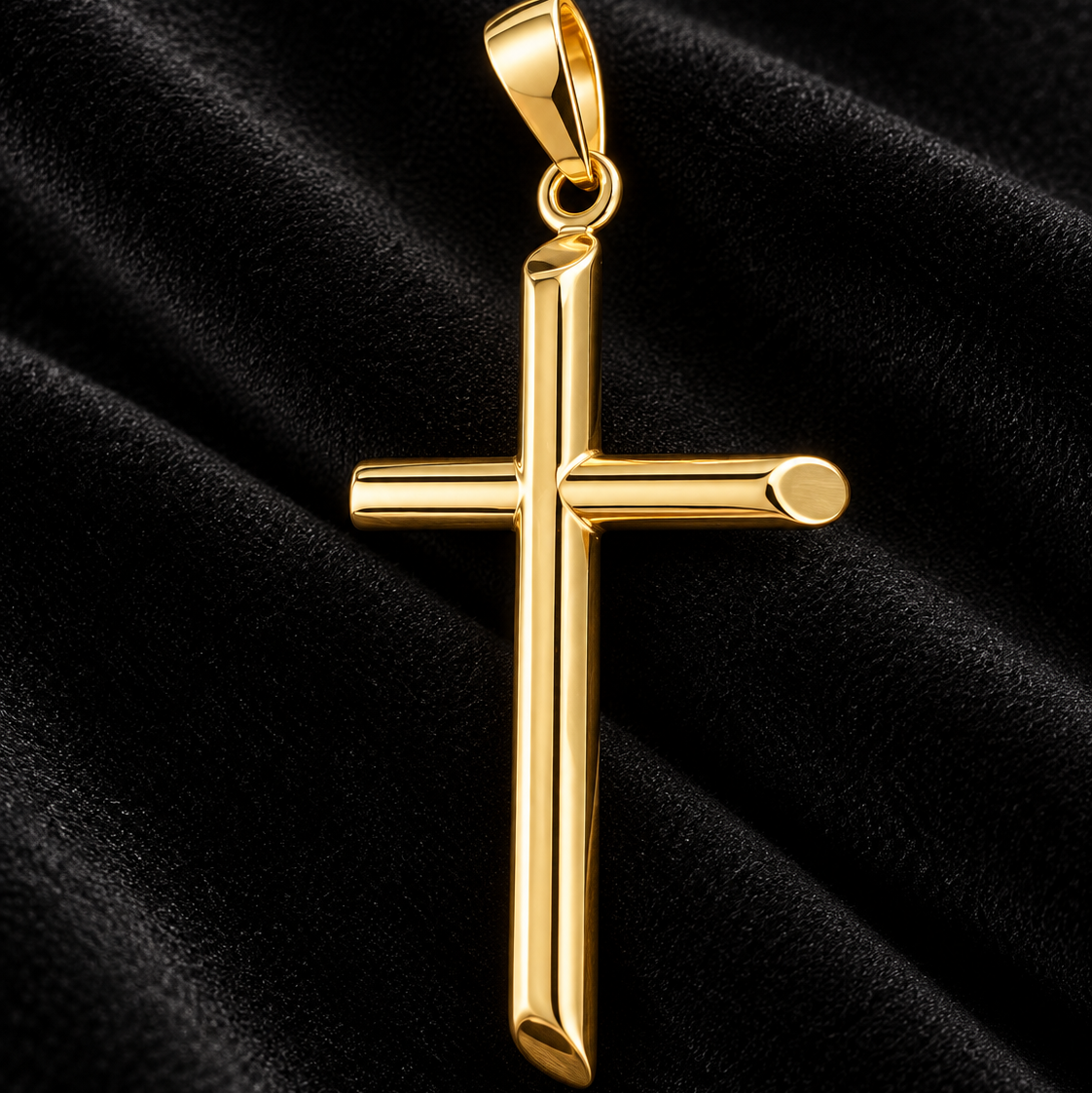 Lusso Classic 10K Yellow Gold Polished Cross Pendant – 25mm