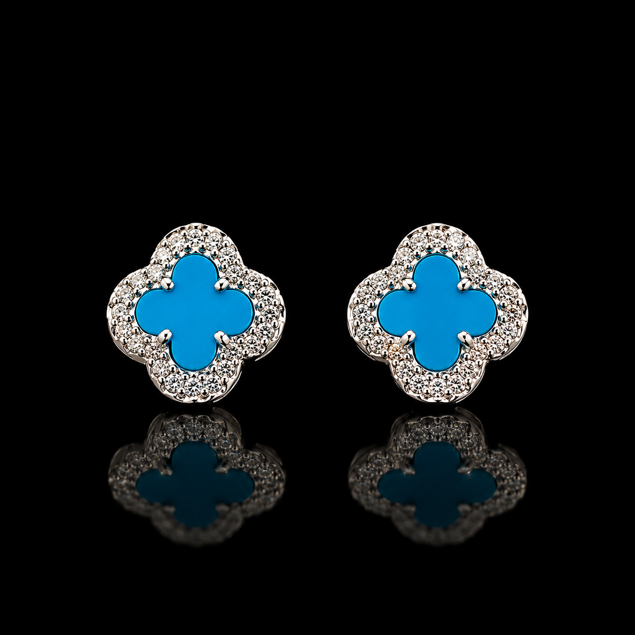 925 Sterling Silver Clover Moissanite Stud Earrings – 0.50 CTW VVSD