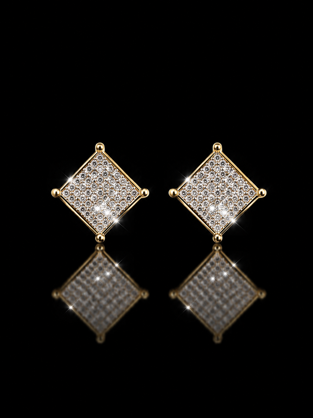 10K Gold Natural Diamond Square Stud Earrings – 0.15 CTW
