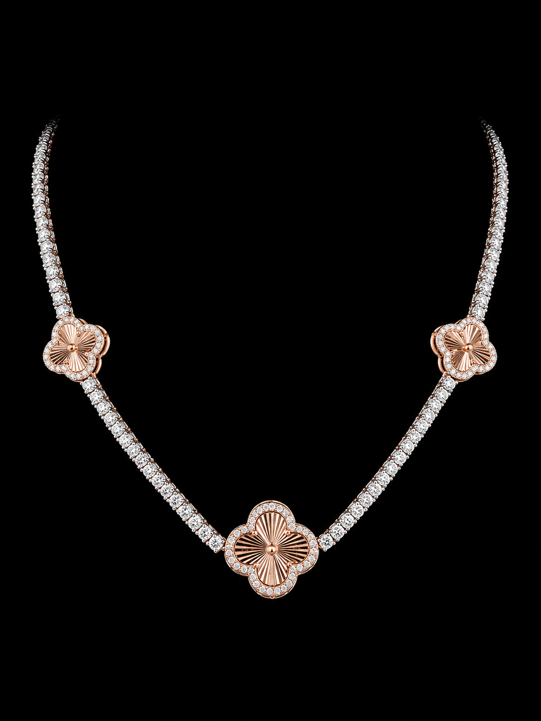 925S Clover Moissanite Tennis Necklace – 14.914 CTW