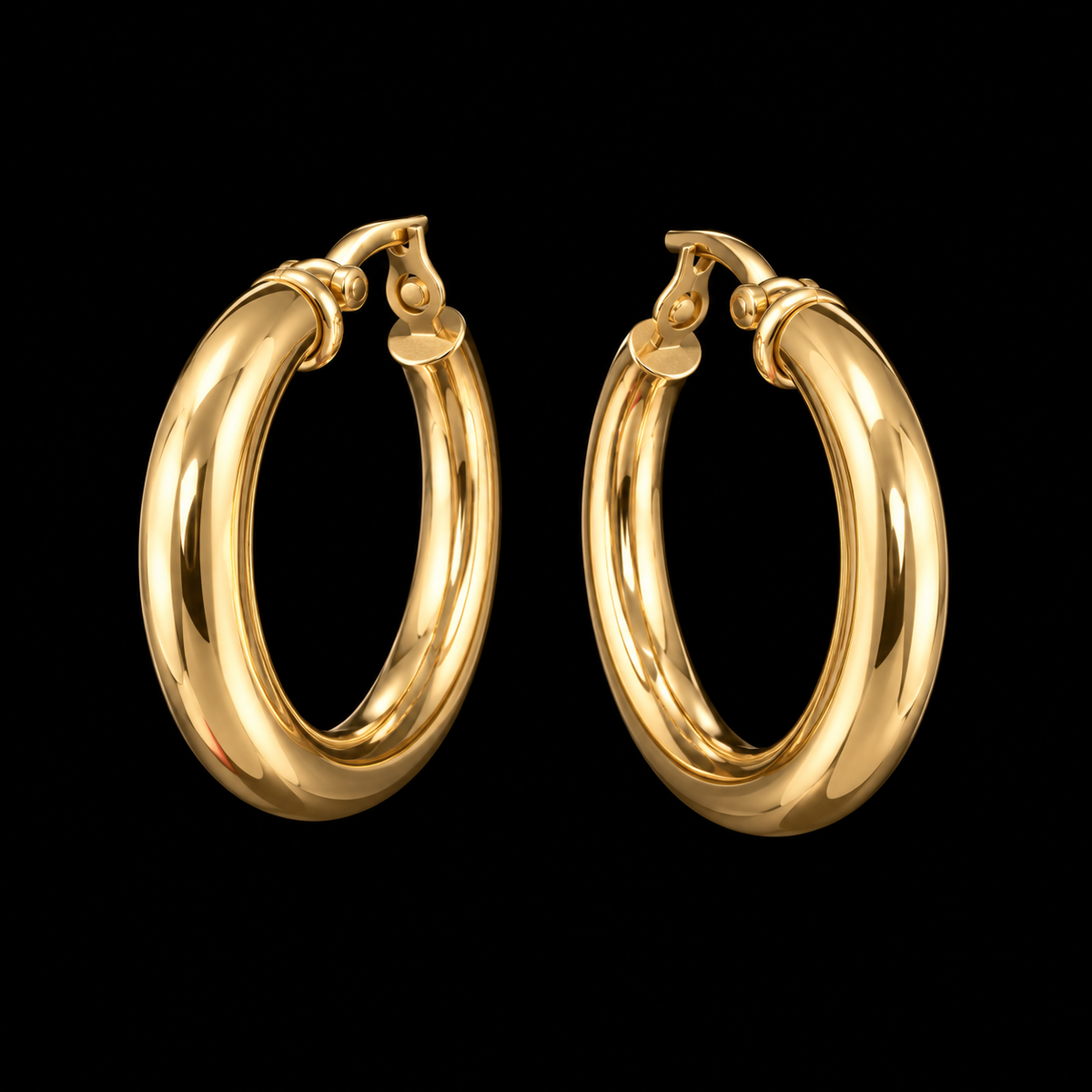 Serena Classic Polished Gold Hoop Earrings in 10K Yellow Gold