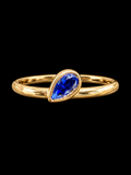 S8.5 | Royal Sapphire Blue Teardrop CZ Ring in 10K Yellow Gold