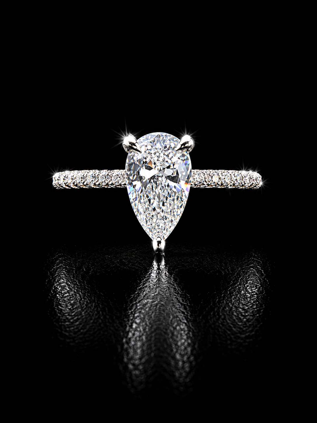 925 Silver Pear Cut CZ Ring | Sterling Silver Solitaire Ring | Size 7