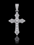 Moissanite Cross Pendant – 3 CTW Baguette & Pavé Design
