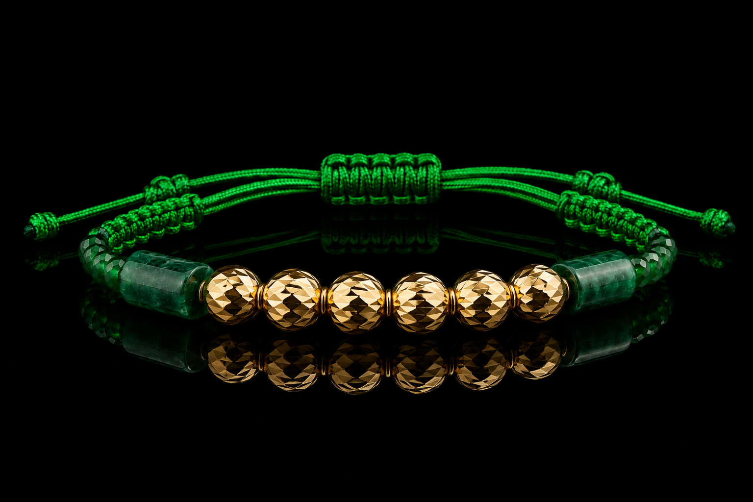 Imperial Jade 18K Gold Macramé Bracelet