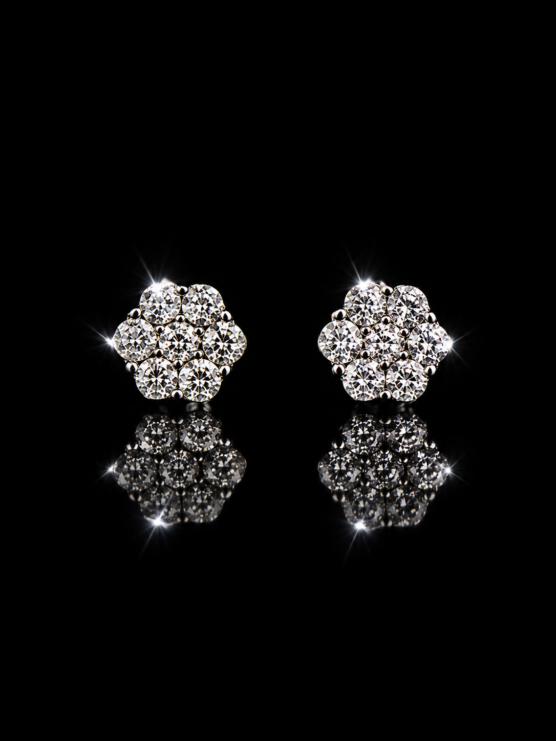 10K Gold Natural Diamond Cluster Stud Earrings – 0.50 CTW