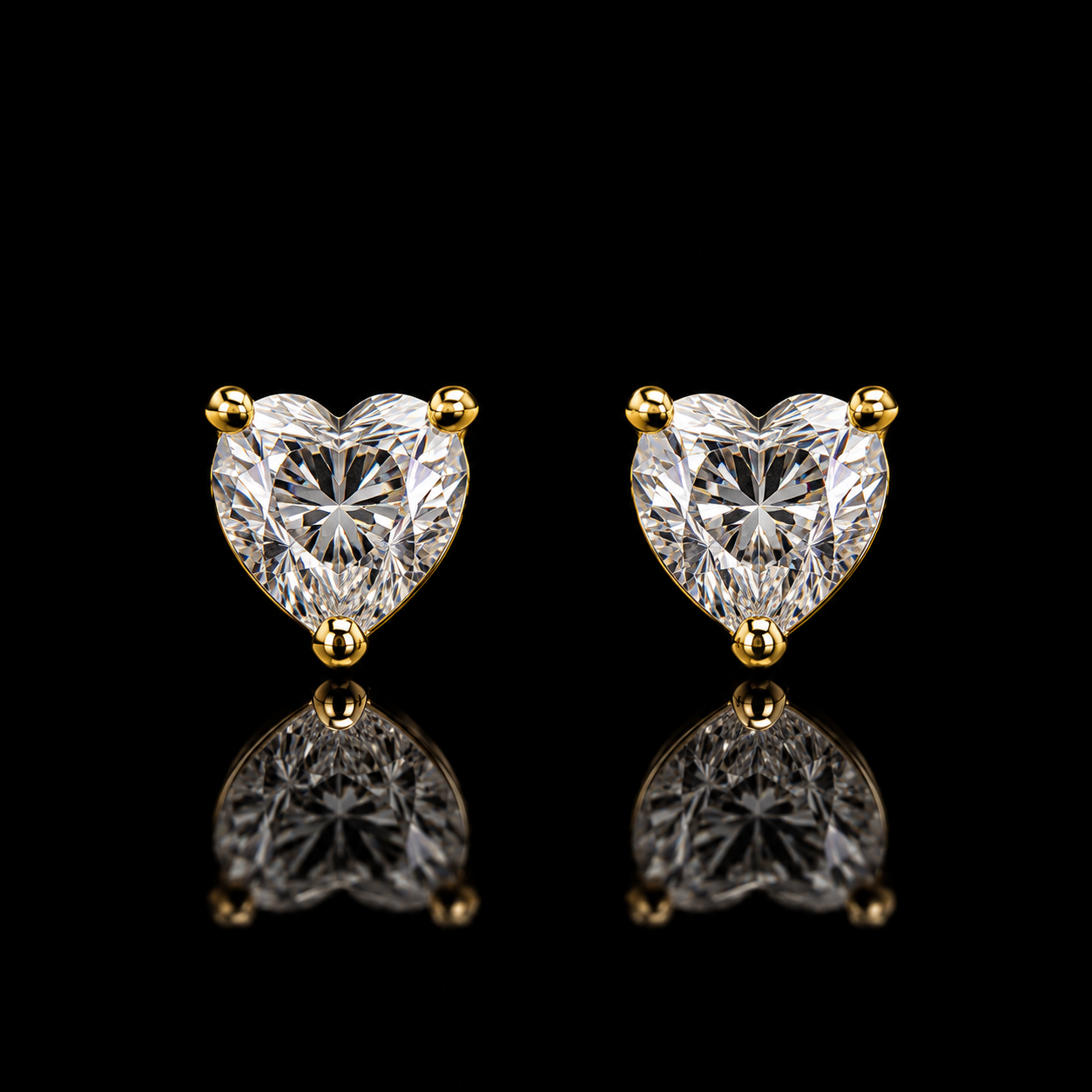 925S Gold-Plated Heart Moissanite Stud Earrings – 1.00 CTW
