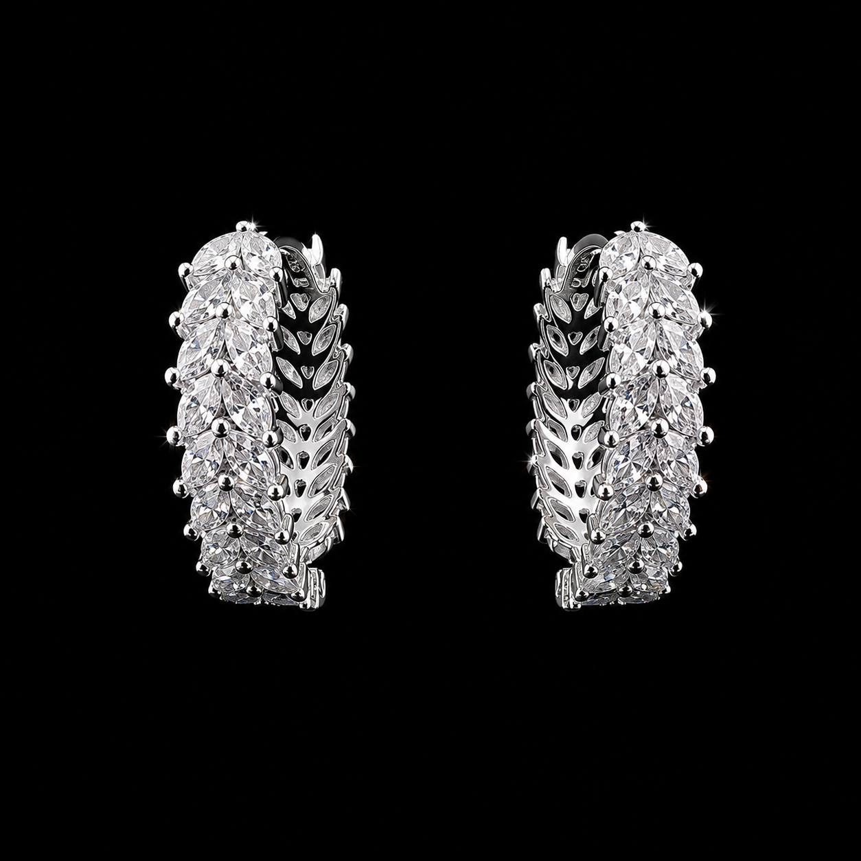 925S Marquise CZ Hoop Earrings