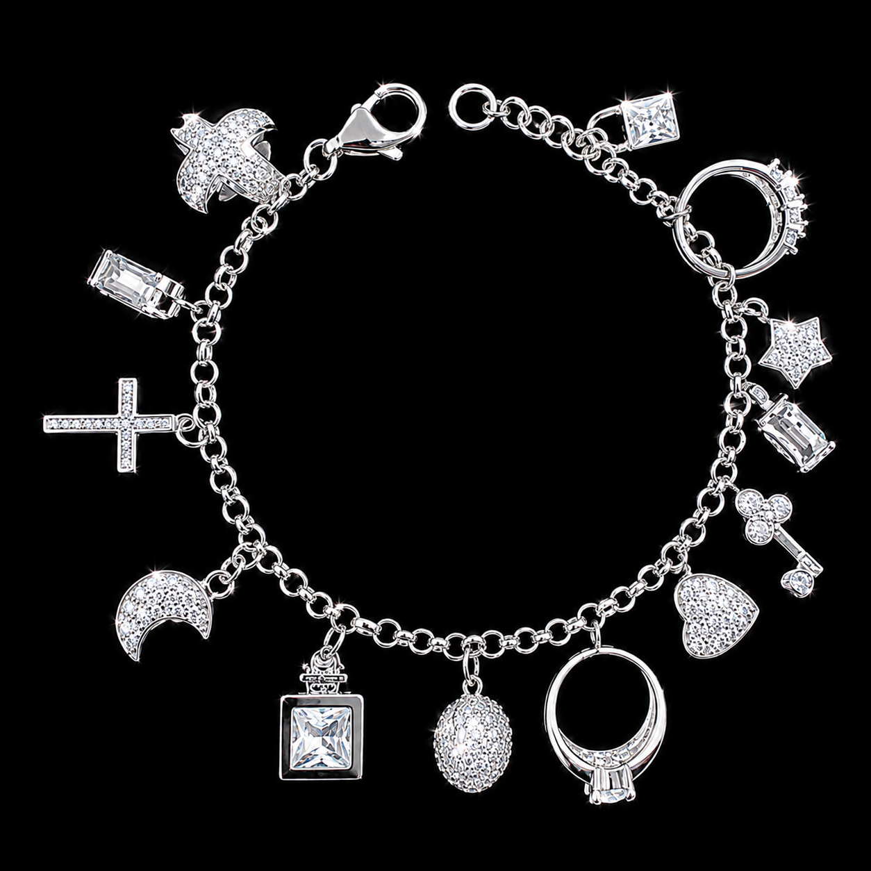 925S CZ Multi-Charm Bracelet