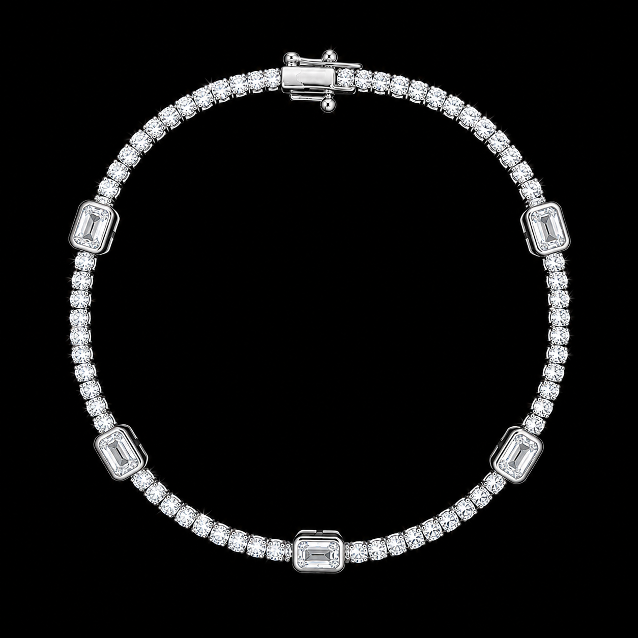 925S Emerald Cut CZ Tennis Bracelet