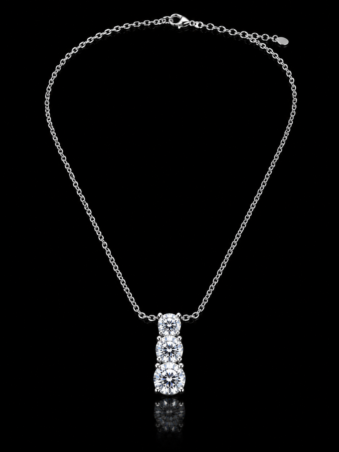 Triple Stone Pendant Necklace – 925S CZ Necklace