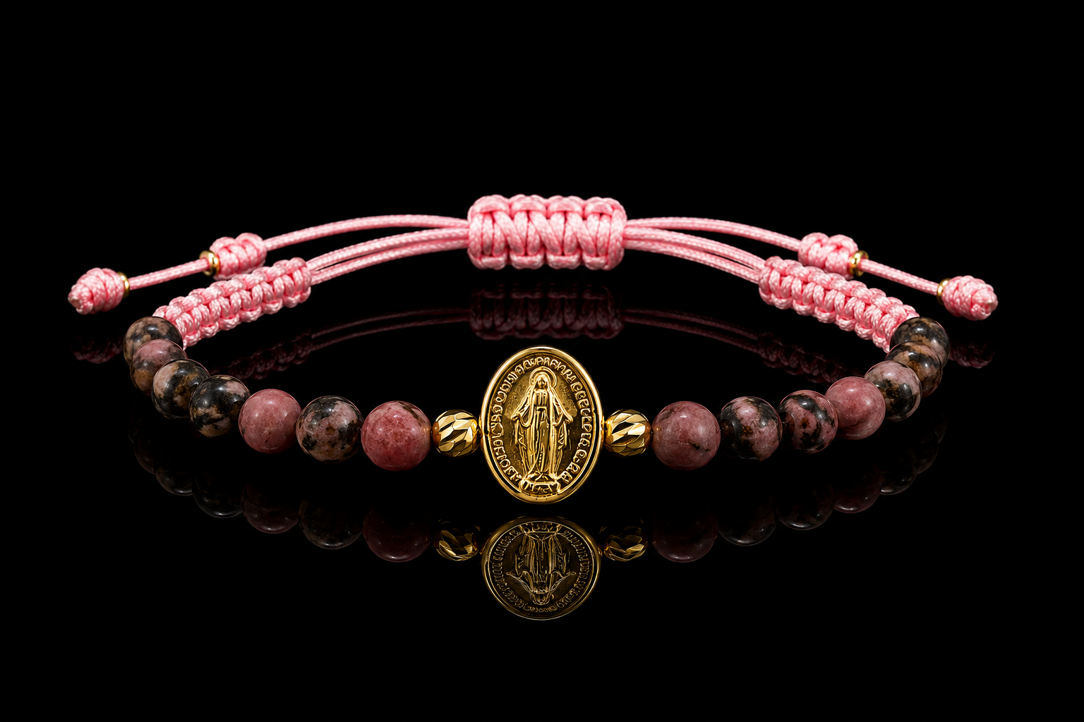 18K Virgin Mary Rosary Macramé Bracelet